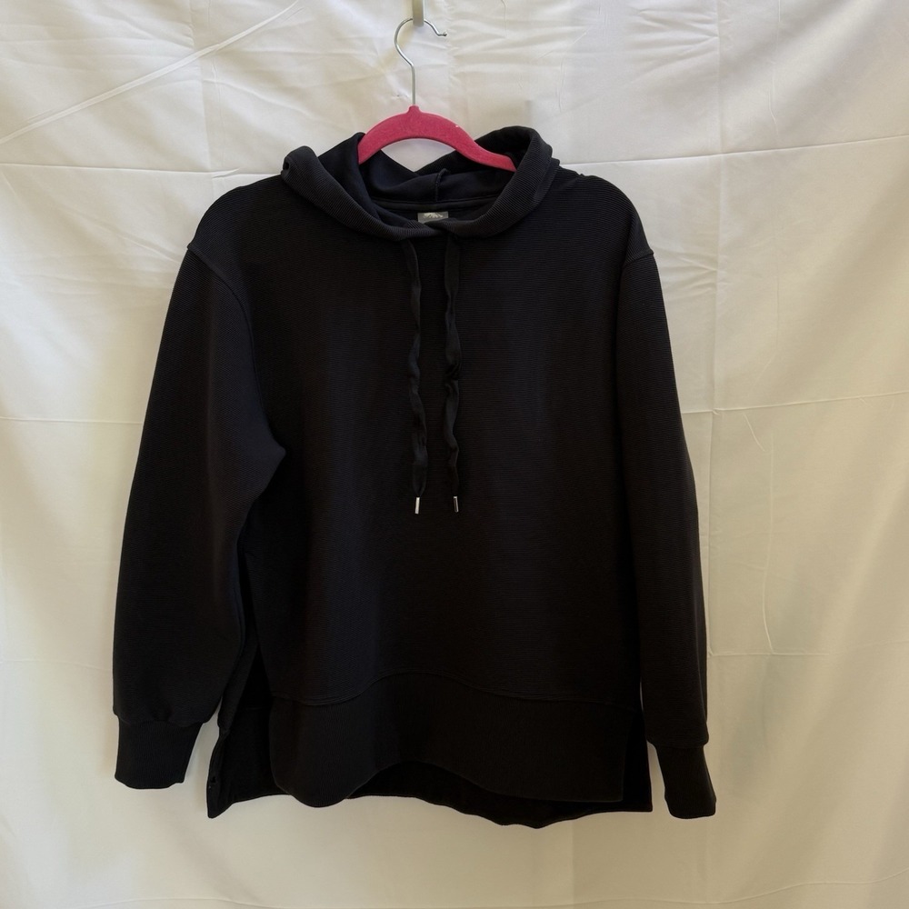 Calia Soft Scuba Oversized Hoodie Split Side Sweatshirt Black XS Athleisure‎